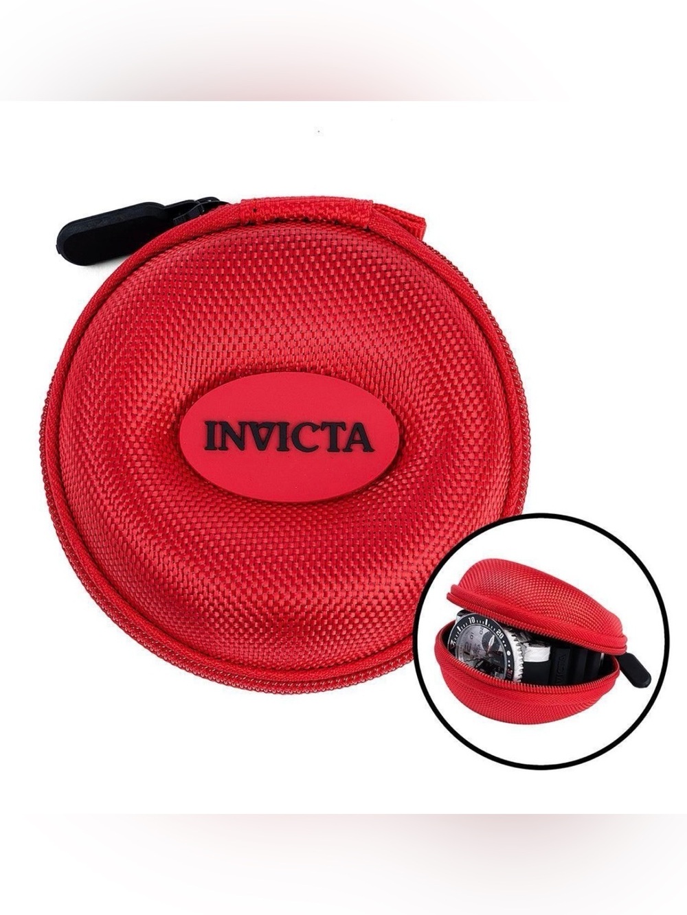 Invicta Single Watch Travel Case with Zipper (Model: IPM247-RED)